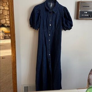 Free People Navy denim Long Dress